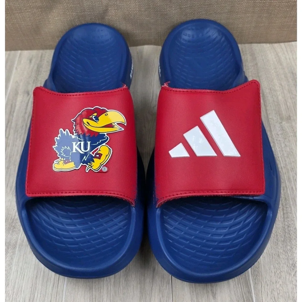 adidas X NCAA Lightblaze Slides Kansas Jayhawks Royal Red Blue Men's Size 7